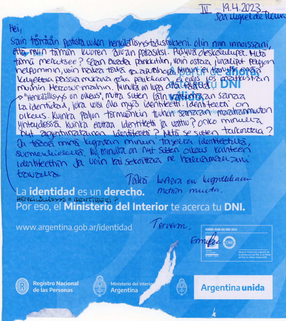 Kirje Argentiinasta